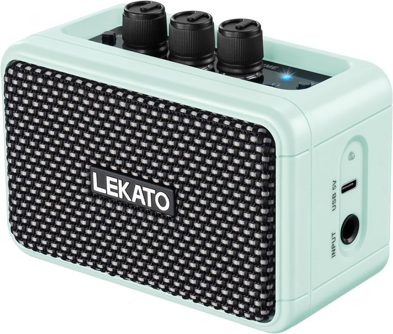 LEKATO Mini Guitar Amplifier, Dual Speakers 5W, Rechargeable Electric Guitar Amp Bluetooth with Clean Overdrive, 6H Working, Headphone Jack, Wireless Portable Small Amp for Practice, Traveling (Blue) - Image 1